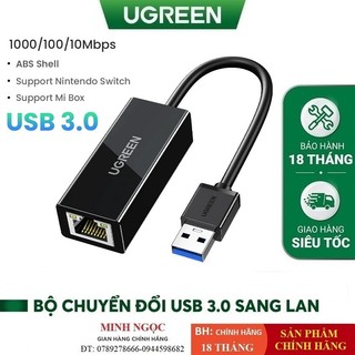 Cáp chuyển đổi USB 3.0 sang LAN Gigabit 10/100/1000 Mbps chính hãng Ugreen CR111 cao cấp