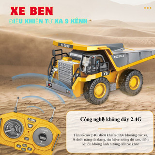 Xe ben điều khiển từ xa - 6 - 9 kênh, thùng xe kim loại, pin sạc, xe ô tô điều khiển từ xa