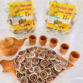Kẹo chuối tươi cuộn bánh tráng Hồng Vân 1kg ( Lò kẹo dừa Hồng Vân)