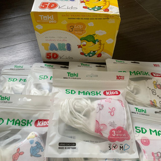 Khẩu trang taki 5d mask kids 3 lớp túi zip 10 cái cho bé 0 - 3 tuổi