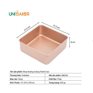 Khay nướng chống dính unibaker vuông thành thấp