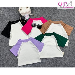 Áo Thun Crotop Cộc Tay Phối Né Tay Có Năm Màu Cho Bé Gái Chất Cotton