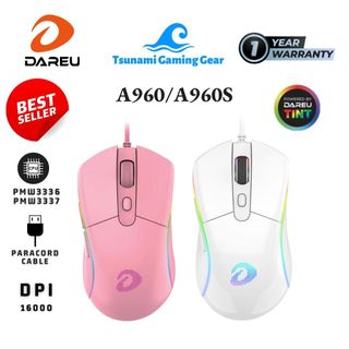 Chuột Gaming DareU A960s Pink (Hồng)/ DareU A960s White (Artic - Trắng) (Ultra Light/ LED RGB)
