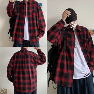  Áo sơ mi dạ kẻ caro đỏ form rộng thể thao nam nữ unisex Sơ mi caro dài tay phong cách ulzzang hàn quốc cá tính 