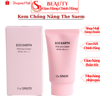 Kem Chống Nắng The Saem Eco Earth Power Sun Cream 50ml- Hồng