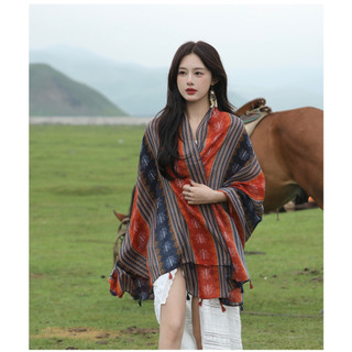 Khăn voan họa tiết tông cam đất phong cách boho - MS189 (Có ảnh thật)