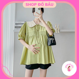 Áo bầu chất thô mềm cổ sen cho các mẹ mặc hè