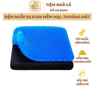 (Tặng Kèm Vỏ) Đệm ngồi gel silicon, nệm lót ghế 3D thoáng khí chống mỏi lưng ê mông nhiều kích cỡ. Có bọc đệm bên ngoài