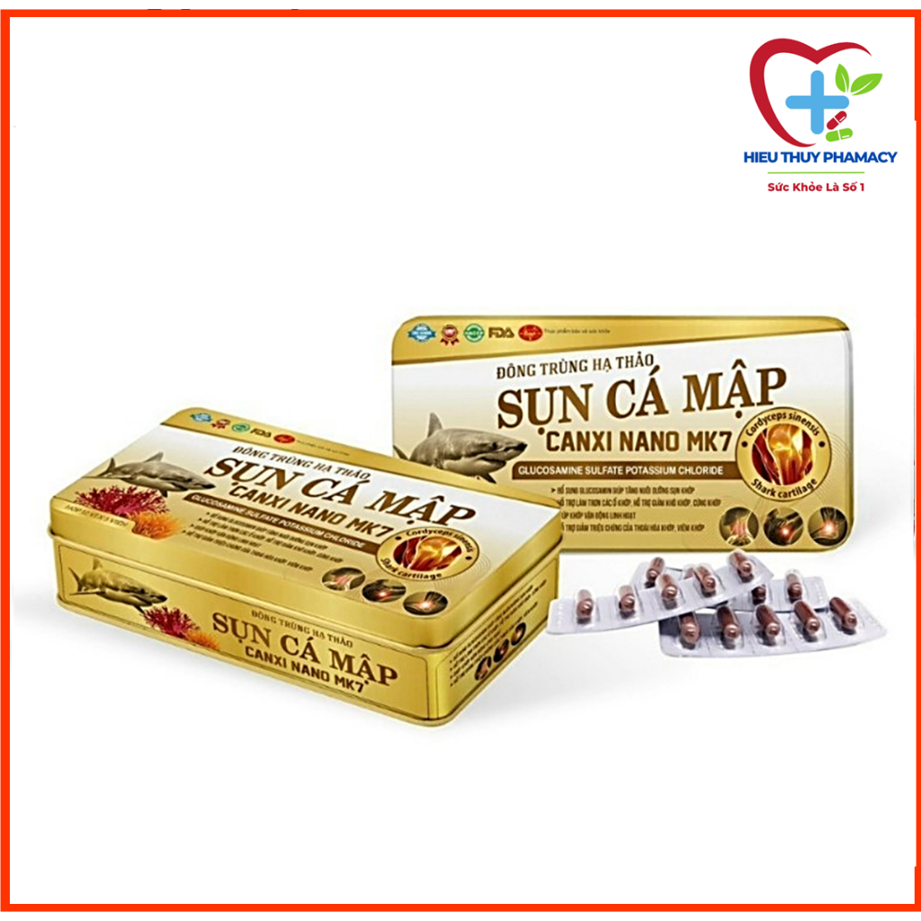 Viên Uống Xương Khớp  Đông Trùng Hạ Thảo Sụn Cá Mập Canxi Nano MK7  Giảm Đau Nhức Xương Khớp, Tăng Cường Dịch Khớp