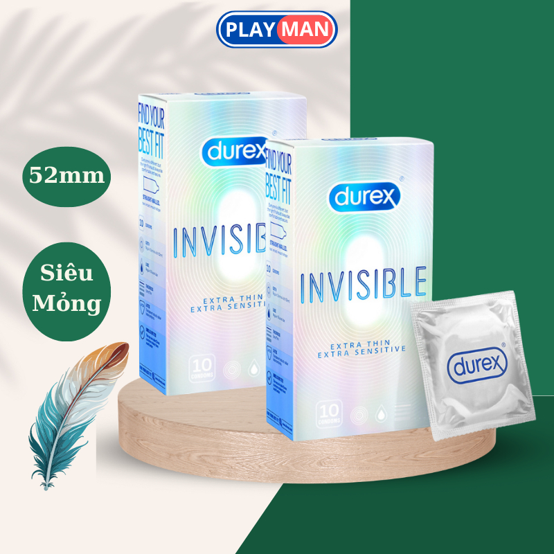 Combo 2 hộp bao cao su Durex ôm sát, siêu mỏng, bôi trơn,Fertherlite,Performa,Pleasuremax,Invisible hàng chính hãng