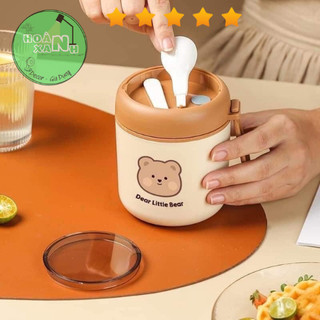 Bình ủ cháo cho bé hình gấu kèm túi giữ nhiệt siêu yêu, xịn sò LITTLE BEAR Siêu Xinh