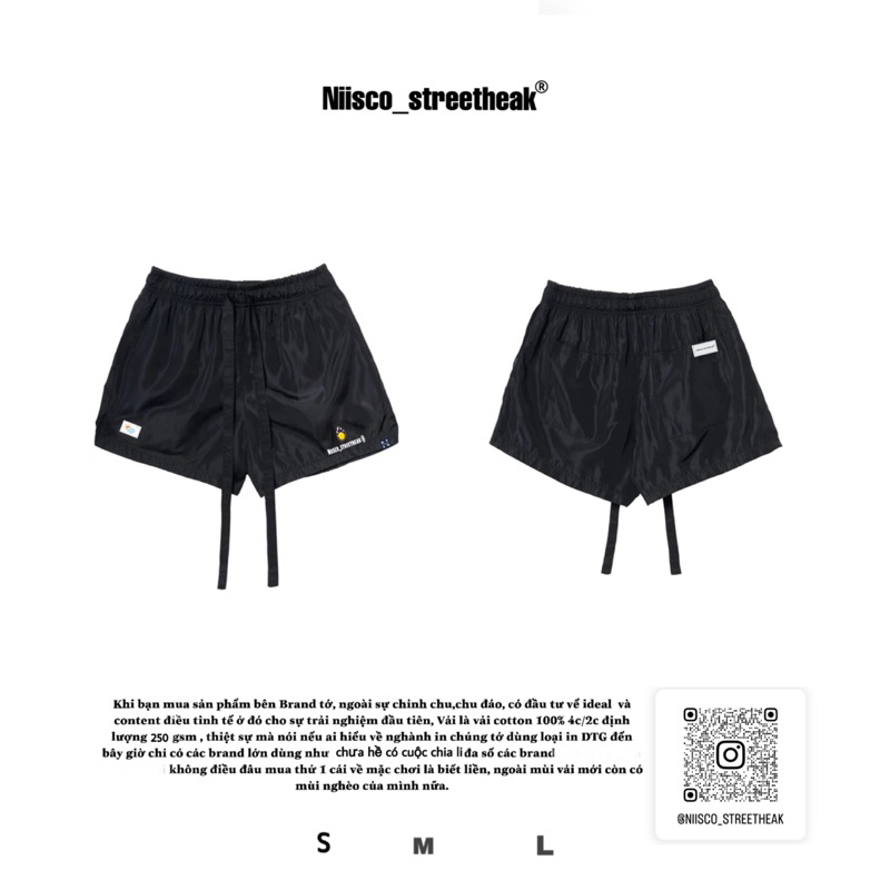 Quần Short Niisco Basic Nữ - Màu Đen/Trắng, Form Rộng, Chất Cotton Thoáng Mát, Phong Cách Streetwear