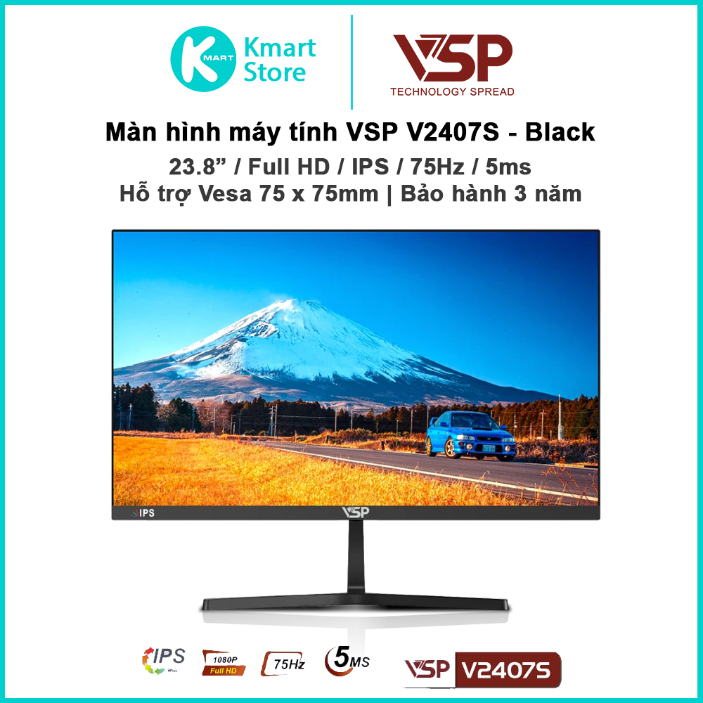 Màn hình máy tính VSP V2407S / VC241i | 23.8" / IPS / Full HD / 75Hz / 5ms / VGA & HDMI | Bảo hành 3 năm