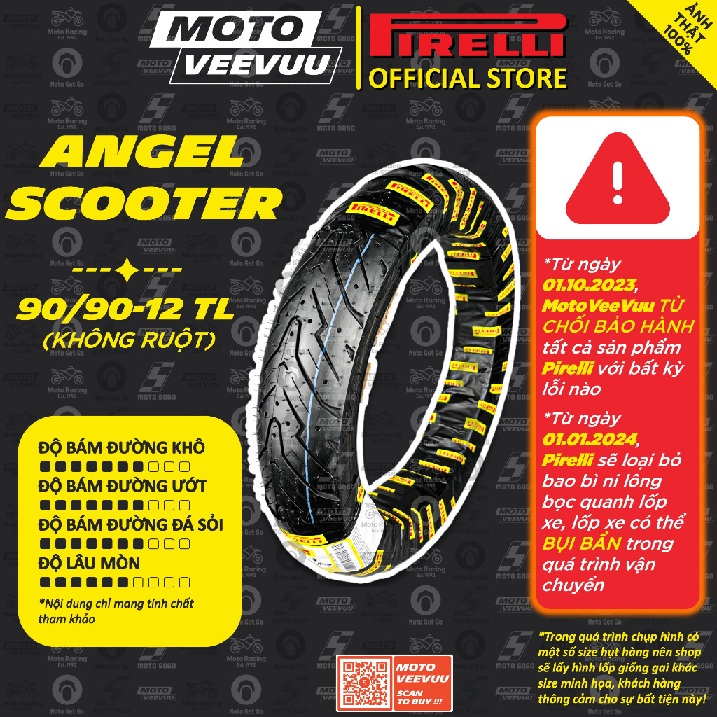 Vỏ lốp xe máy PIRELLI 90/90-12 TL Angel Scooter