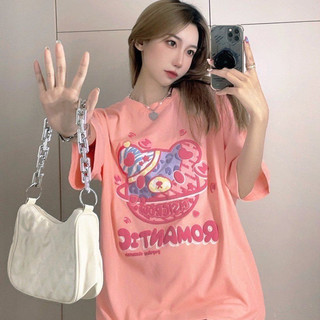 Áo thun tay lỡ in nổi hình gấu siêu hot