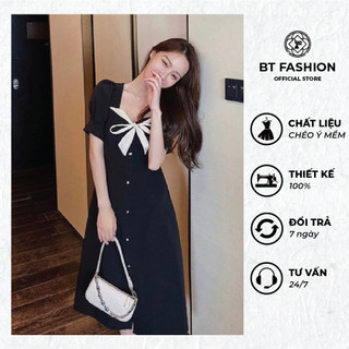 Đầm tiểu thư cổ vuông phối nơ ngực Xona - BT065