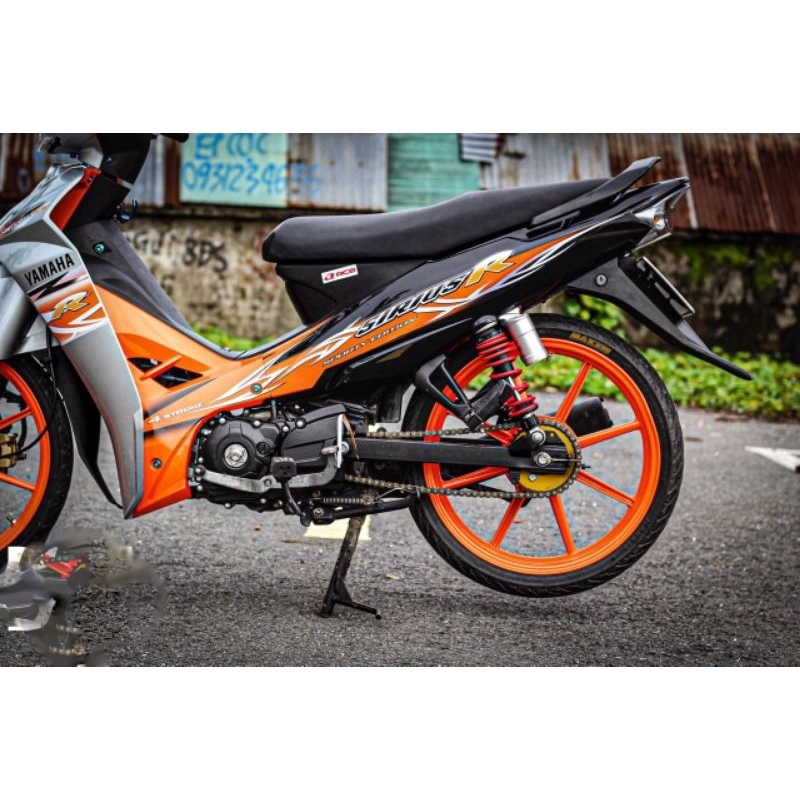 Tem Rời Decal Chế - Mẫu R - Xe Sirius - Màu Cam Bạc  ĐEN