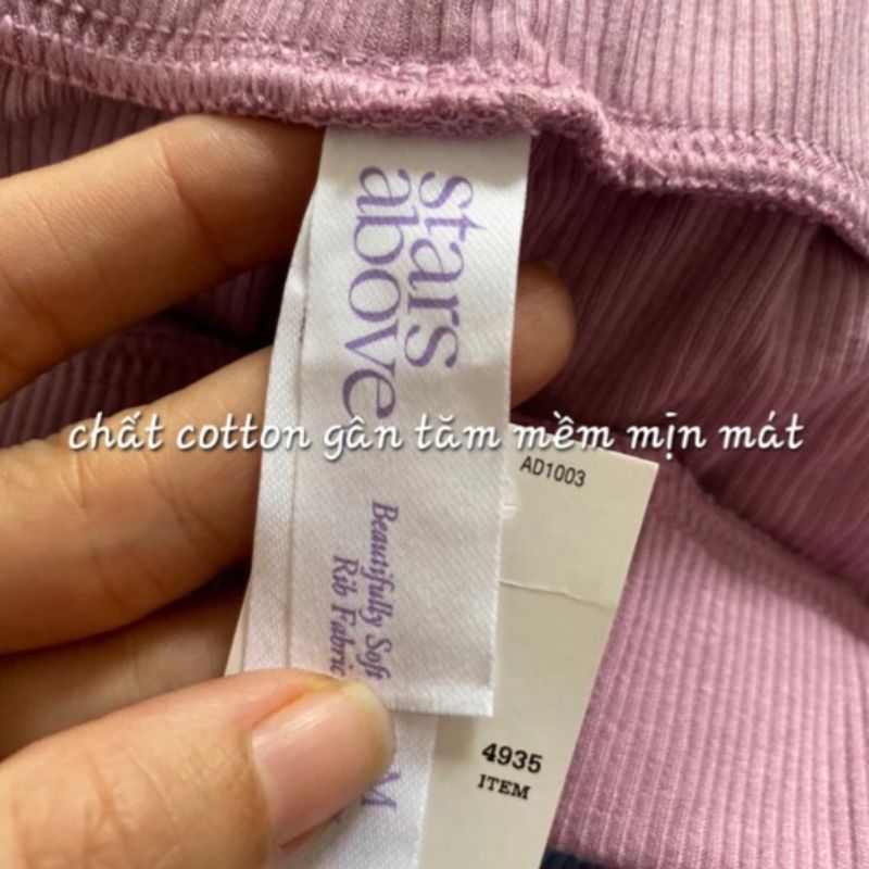 Set 02 quần shorts STARS ABOVE thun cotton gân tăm lưng thun có túi hông dây đen, trắng, hồng, xanh