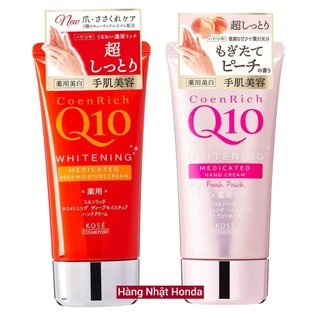 [Made In Japan] Kem Dưỡng Da Tay Kose Coenrich Q10 80g - Whitening Fresh Peach