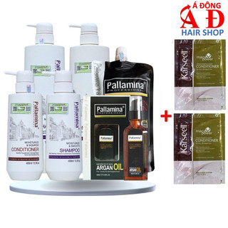 Bộ dầu gội xả hấp dưỡng Pallamina Collagen Keratin phục hồi siêu mượt tóc + 2 gói dầu xả Karseell 15ml