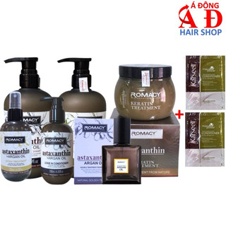 BỘ DẦU GỘI XẢ, HẤP Ủ, DƯỠNG TÓC ROMACY ASTAXANTHIN ARGAN OIL PHỤC HỒI, SUÔN MƯỢT + 2 GÓI XẢ KARSEELL 15ML