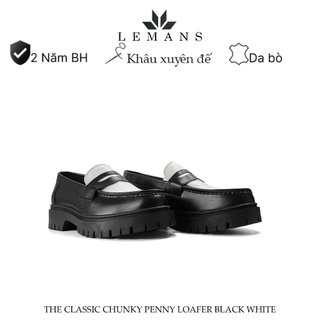 The Classic Chunky PENNY LOAFER White LEMANS  -BST độc quyền, da bò nguyên tấm đế cao 5cm Bảo hành chính hãng 24 tháng