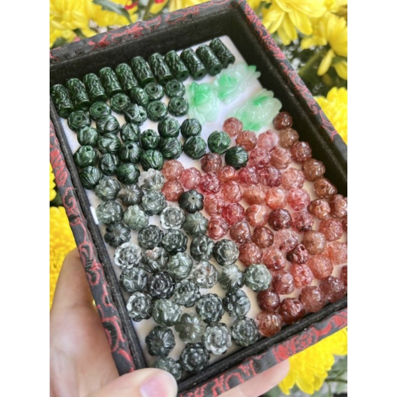 Charm sen tóc đỏ, ưu linh xanh, c.thach có lỗ xỏ xuyên tâm