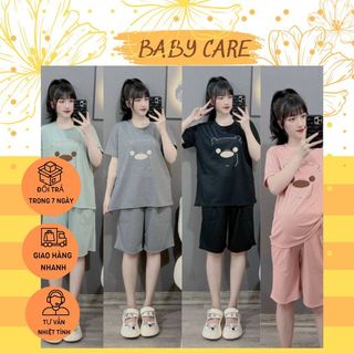 BỘ BẦU TĂM HỌA TIẾT GẤU NỔI DỄ THƯƠNG M308 BỘ ĐỒ BẦU THU ĐÔNG KIỂU DÁNG TRẺ TRUNG CHO MẸ BẦU