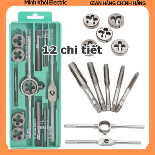 Bộ tay quay taro tạo ren trong và ngoài 12 chi tiết,bộ taro tạo ren 12 chi tiết,tay quay đầu ven răng,bộ taro ren,mũi