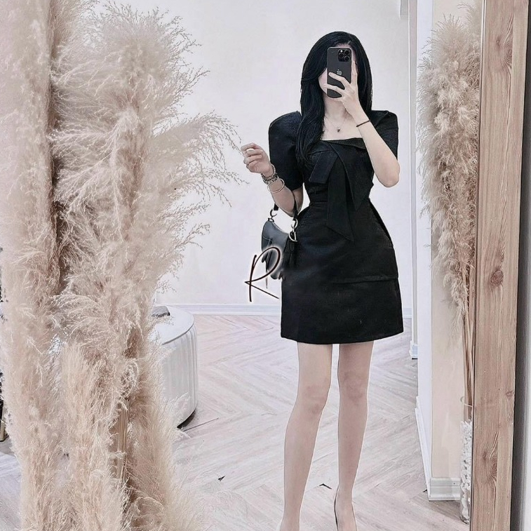 Đầm tafta vạt ngực basic Roxie
