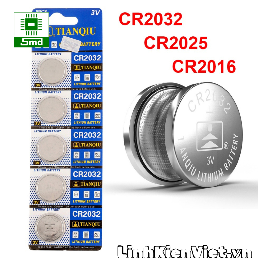 Pin Cúc áo 3V Cmos CR2016 CR2025 CR2032 3V vỉ 5 viên TIANQIU cr2016 cr2025 cr2032 pin tay điều khiển