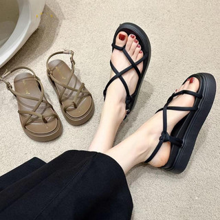 Sandal nữ, sandal quai hậu quai xỏ ngón banavwang quai cài đế cao su 5cm mang chân cực êm qccc full box