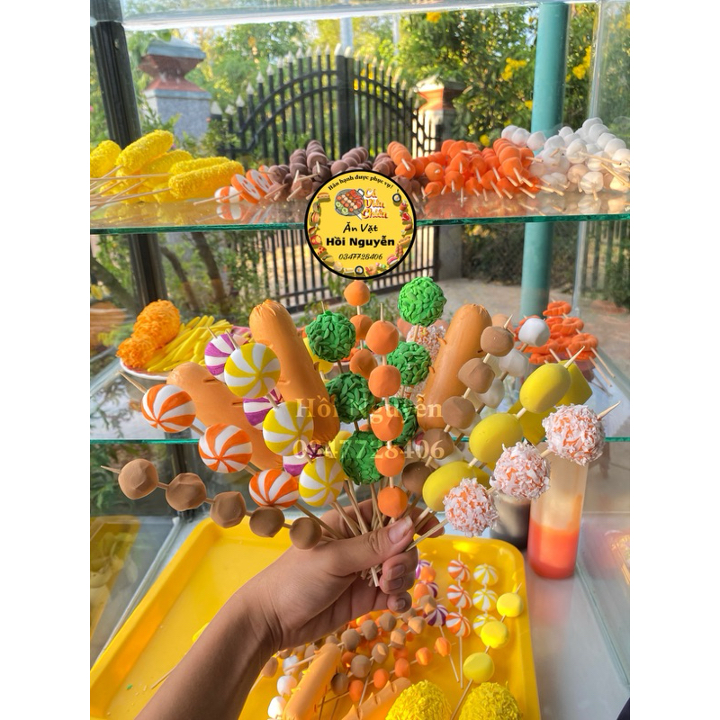 Mô hình cá viên trưng bày - Ăn vặt cá, tôm, bò, xúc xích chiên