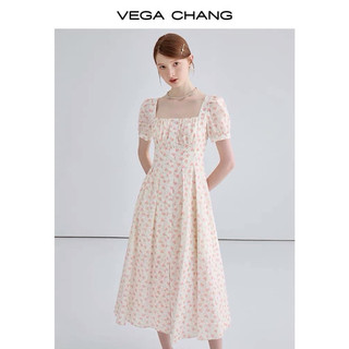 Váy hoa hồng Vega Chang size M giật tag lưng thun