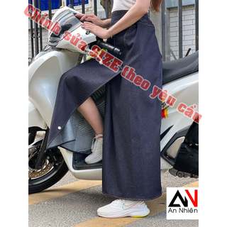 Váy chống nắng xẻ tà có nút bấm chân chất liệu JEAN