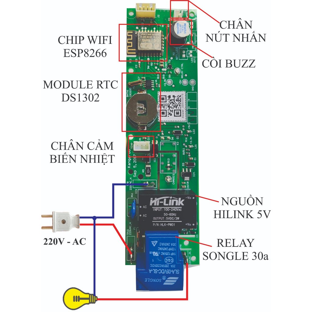 Bo mạch Esp8266 kèm nguồn 5V Hi-link và Relay Sogle | BigBuy360 - bigbuy360.vn