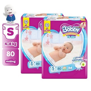 Combo 2 gói Tã dán Bobby size S80 / S80+2m / S80+6m (tã dán sơ sinh cho bé từ 4-8 kg)