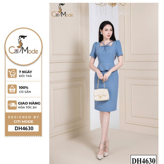 Đầm công sở CITI MODE FASHION thiết kế dáng  ôm xanh cổ cách điệu DH4630