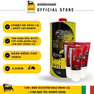 Combo eni scooter ma2 5w40 1.2l + 3 nhớt lap eni bike tec 80w90 120ml