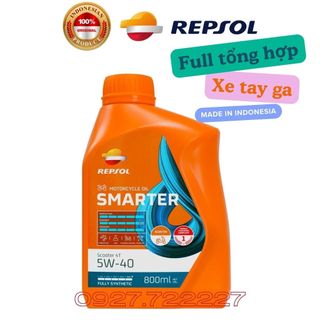 Nhớt tổng hợp toàn phần xe tay ga cao cấp Repsol Smarter Scooter 5W40 800ML - Made in Indonesia