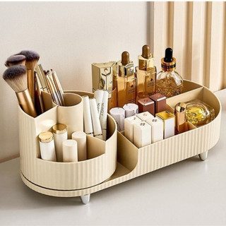 Kệ đựng đồ trang điểm có khay đựng cọ xoay 360 - kệ đựng đồ makeup, cọ trang điểm