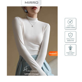 Áo Heattech Cool Air giữ nhịệt MIRRO, áo giữ nhiệt nữ tay dài cổ cao 3cm vải thun tăm đủ màu size 48kg-75kg