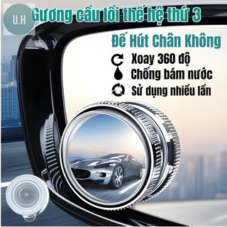 Combo cặp 2 gương cầu lồi ô tô UHERO GCL01 xoay 360 tặng khăn lau xe chuyên dụng xoá điểm mù, có đế hút, không để lạivết