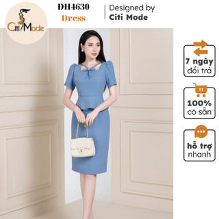 Đầm công sở CITI MODE FASHION thiết kế dáng ôm xanh cổ cách điệu DH4630