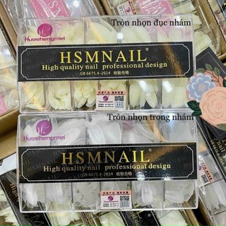 Móng up HSM chính hãng loại mặt nhám sẵn tem đen - Hộp 500 móng ốp đủ size, đủ phom thang, vuông, nhọn, tròn nhọn