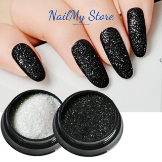 Nhũ rắc kim cương nail siêu sáng đen trắng nhũ mịn, nhũ làm móng tay, phụ kiện nail