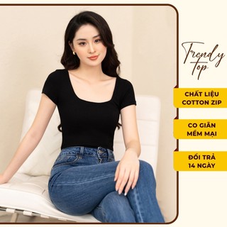 Áo Thun Nữ Cổ Vuông Dáng Ôm từ CTWOMEN - Chất Liệu Cao Cấp Siêu Co Giãn, Kiểu Dáng Basic Thời Trang, Dễ Phối Đồ