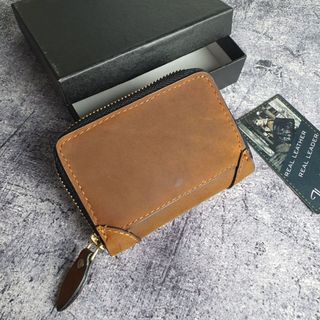 Ví mini nam nữ da bò thật; ví thẻ khóa zip da thật ws234lea - 100% da thật, bh 3 năm