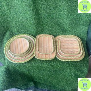 Đĩa nhựa giả mây tre đan mây, Mẹt tre tròn cao cấp đủ size có chân đế để hoa quả, Mẹt bún đậu mắm tôm