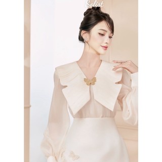SET ÁO CỔ ĐIỆU CHÂN VÁY TACTA ĐÍNH KẾT CAO CẤP